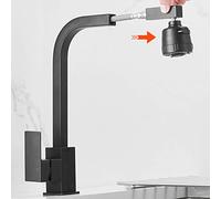 Kitchen Faucets with Pull out Spray Black 360° Rotation Hot Water and Cold Water Brass Telescopic Faucet-A