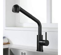 Kitchen Faucets with Pull out Spray, Kitchen Mixer Faucet Stainless Steel Kitchen Faucet Hot and Cold Water Swivel 2 Modes Pull out Kitchen Sink Faucet-Black