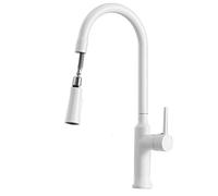 Kitchen Faucets with Pull out Spray White Brass Hot Water and Cold Water Dual Mode Nozzle 360° Rotation Telescopic Kitchen Mixer Faucet-A