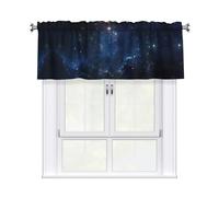 Kitchen Galaxy Space - Cenefa de cortina con estampado de cielo estrellado de 54 x 18 pulgadas, semitransparente, 1 panel de cortinas cortas para dormitorio, baño