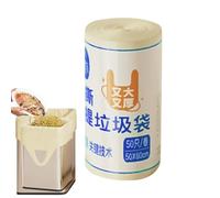 Kitchen Garbage Bags, Portable Rubbish Liner, 50 Count Waste Bin with Drawstring, Thick Polyethylene Disposal Sack, Simple Black with Leakproof Base, Indoor Sanitation for Office Bathroom