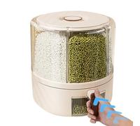 Kitchen Grain Dispenser, Multi-Grid Dry Food Container, 360° Rotating Storage Bin, Detachable Airtight Lids, Space-Saving Design, Easy Access System, Perfect for Grain, Rice, Soybeans, (PP+PET)