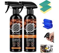 Kitchen Heavy Oil Cleaner Spray, Fast-Acting Heavy-Duty Grill Degreaser Spray Grease, All Purpose Kitchens Cleaning Agent for Stoves, Countertop, Grill, Racks (2Pcs)