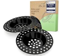 Kitchen Helpis® 2X Coladores de desagüe negros adecuados para TODOS LOS DESAGÜES, extra pesados -14g-, sin flotación, de acero inoxidable SS304 resistente a la corrosión, drenaje rápido, colador para