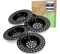 Kitchen Helpis® 4X Coladores de desagüe negros adecuados para TODOS LOS DESAGÜES, extra pesados -14g-, sin flotación, de acero inoxidable SS304 resistente a la corrosión, drenaje rápido, colador para
