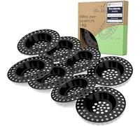Kitchen Helpis® 8x colador de fregadero negro adecuado para TODOS LOS DRENAJES, extra pesado -0,04 oz-, sin flotación, fabricado en acero inoxidable SS304, drena rápidamente, colador de pelo para el