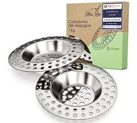 Kitchen Helpis® Filtro de Fregadero de Acero Inoxidable Set de 2, 14 g - Muy Pesado, Colador de Drenaje, Tapón, Tamiz de la Trampa de Pelo