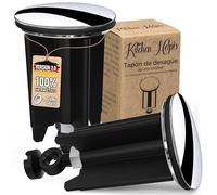 Kitchen Helpis® Tapón de Desagüe de Calidad, 2 Pieza, ⌀ 40 mm, Altura Ajustable Entre 6,5 cm - 9,5 cm, Tapón Universal Lavabo, Tapones para Todos los Desagües estándar, Tapones Baño, Tapón Fregadero