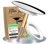 Kitchen Helpis® Tapón universal para bañera (72 mm, inoxidable, para todo tipo de bañeras, altura regulable, cierre V2.0 - 100% estanco, con 2 juntas dobles)