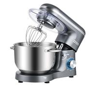 Kitchen in the box Batidora Amasadora Profesional, 6,2 L Amasadora de Pan de 1400 W, Robot de Cocina Con Batidor, Gancho Amasador, Batidora Mezcladora (Gris)