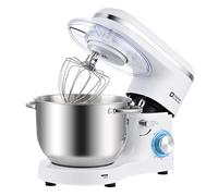 Kitchen in the box Batidora Amasadora Profesional, 6,2 L Amasadora de Pan de 1400 W, Robot de Cocina Con Batidor, Gancho Amasador, Batidora Mezcladora (Blanco)