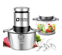 Kitchen in the box Picadora Eléctrica 400W, 2 Recipientes de 1L+2L, 2 Velocidades, Picadora de Carne con Cabezal de Repuesto Extra, Trituradora de Alimentos para Carne, Frutos Secos y Verduras