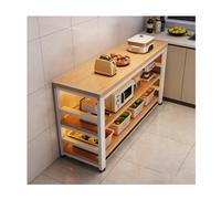 Kitchen Island - Mesa de utilidad con estantes abiertos de varios niveles, armario de almacenamiento para microondas y horno, versátil para comedor, hogar, bar (120 x 40 x 80 cm)