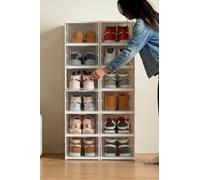 Kitchen Life Zapatero plegable de 6 niveles con puerta transparente, organizador modular para zapatos, ahorra espacio, portátil, 105 cm de alto