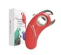 Kitchen Mama Epic One Abridor Multifuncional - Abre Botellas con Tapón Rosca y Tapón Corona, Latas, Anillas y Frascos - Ergonómico, Apto para Manos Artríticas (Rojo)