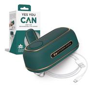 Kitchen Mama Orbit One - Abrelatas eléctrico recargable: manos libres, carga USB-C, parada automática, borde liso, seguridad, hoja para latas grandes, resistente, con caja de almacenamiento (esmeralda