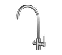 Kitchen Mixer Taps Stainless Steel Kitchen Water Purifier Three-in-One Faucet Hot and Cold Brushed Vegetable Sink Faucet Brushed Three-Outlet Water