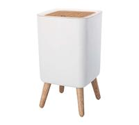 Kitchen Move BAT-TG3760 Cubo de Basura de baño Push 10 L Malmo Madera Clara, Plastique, Blanco, Blanca