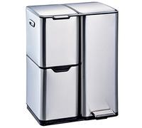 Kitchen Move Papelera de Cocina para la clasificación selectiva 60L HAJA Silver, Acier inoxydable, Acero Inoxidable, 46,7x39x71.9cm