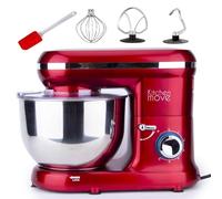 Kitchen Move, DALLAS - Robot pastelero multifuncional, 1500W, cuenco 5.5L, Rojo Acero
