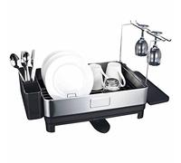 KITCHEN MOVE Escurridor de Platos multifunción de Acero SHARD para 9 Platos y 6 Vasos con Boquilla de Drenaje