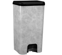 KITCHEN MOVE Lincoln-Cubo de Basura de Cocina con Pedal de 40 l, plástico con Aspecto de hormigón, Plateado, 33x30xh59cm