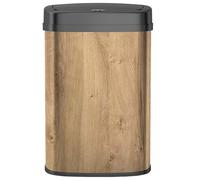 KITCHEN MOVE - Papelera de cocina automática (58 L, diseño de madera, gran capacidad, acero inoxidable, con flejado)