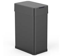 KITCHEN MOVE Silverlake Black - Papelera de cocina automática de acero inoxidable con flejes de apertura de mariposa de gran capacidad