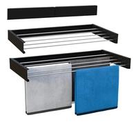 KITCHEN MOVE Tendedero, Montaje en Pared, Cobra Tendedero de Ropa Plegable para Interior o Exterior, 100 cm, Color Negro