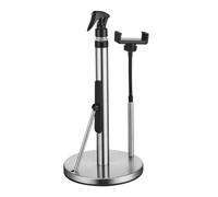 Kitchen Paper Towel Stand - Integrated Spray Bottle Stainless Steel Holder, Multi Function Counter Phone Dock | Durable Cleaning Accessory For Home Living Room Bathroom Dormitory Kitchen Use