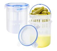Kitchen Pickle Keeper - Food Organizer for Fresh Storage | Pp Material with Leak Proof Lid, Strainer Container for Gherkins Cheese, Grapes, Blueberries, Carrots, Pineapple and Fruits Vegetables