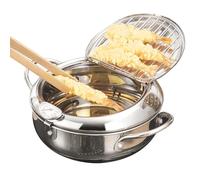 Kitchen Pot for Frying - Recipiente para freír de acero inoxidable, olla para freír cocina, termografo y tapa extraíble, calamar friso francés, duradero, fácil de limpiar en el hogar