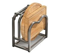 Kitchen Pot Lid Organizer - Hollow Carbon Steel Storage Rack | Quick Drainage Utensil Holder, Rustproof Countertop Stand for Spoons, Cutting Boards, Apartment, Dormitory, and RV Use