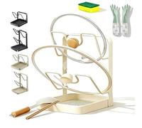 Kitchen Pot Lid Storage Rack, 304 Stainless Steel Pot Lid Holder While Cooking, Multifunctional Kitchen Pots Cover Organizer with Removable Drip Tray, for Kitchens Accessories (Begie,Double)