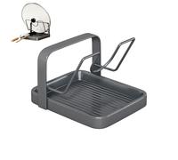 Kitchen Pot Lid Storage Rack, Multifunctional Pot Lid Organizer with Removable Drip Tray, Pot Lid Organizer Rack for Countertop, Space Saving Lid Rack (Black Single-layer)