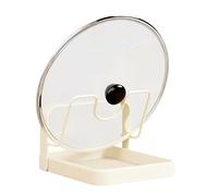 Kitchen Pot Lid Storage Rack, Multifunctional Pot Lid Organizer with Removable Drip Tray, Pot Lid Organizer Rack for Countertop, Space Saving Lid Rack (White Single-layer)