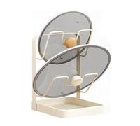 Kitchen Pot Lid Storage Rack, Multifunctional Pot Lid Organizer with Removable Drip Tray, Pot Lid Organizer Rack for Countertop, Space Saving Lid Rack (White Double-layer)