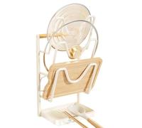 Kitchen Pot Lid Storage Rack, Pot Lid Holder While Cooking, Multifunctional Double-Layer & Triple-Layer Holder with Removable Drip Tray,Kitchen Tools (3-Layer Beige)