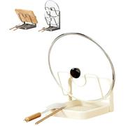 Kitchen Pot Lid Storage Rack, Pot Lid Holder With Tray, Lid Holder While Cooking, Lid And Spoon Rest, Multifunctional Kitchen Organizer Stand for Counter Stove Top Kitchen Accessories (white)