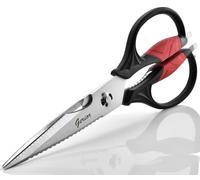 Kitchen Scissors - Heavy Duty Utility Come Apart Kitchen Shears for Chicken, Meat, Food, Vegetables - 9.25 Inch Long Black & Red