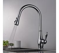 Kitchen Sink Faucet for Commercial, Chrome Kitchen Pull Down Sink Faucet, Single Handle 2 Functions Outlet Water Mixer Tap, Hot and Cold Water Tap