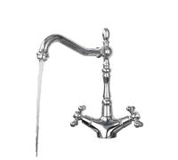 Kitchen Sink Faucet Polish Chrome Double Cross Handle Mixer 360° Swivel Spout Kitchen Faucets Tap Hot And Cold Water Taps(Chrome)