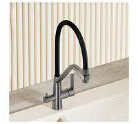 Kitchen Sink Faucet, with Pull Down Sprayer Single Handle Kitchen Faucets, 360 Swivel High ARC Home Stainless Steal Faucets (Color : Gray-A, Size : 44cm)
