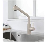 Kitchen Sink Faucet, with Pull Down Sprayer Single Handle Kitchen Faucets, 360 Swivel High ARC Home Stainless Steal Faucets (Color : Beige-A, Size : 34cm)