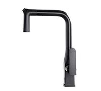 Kitchen Sink Faucet with Pull Out Spray Black Hot Water and Cold Water Rotating Brass Multifunction Kitchen Mixer Faucet-A