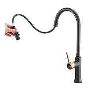 Kitchen Sink Faucet with Pull out Spray Black Hot Water and Cold Water Telescopic 360° Rotation Brass Kitchen Mixer Faucet