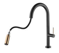 Kitchen Sink Faucet with Pull out Spray Brass Hot Water and Cold Water Dual Mode 360° Rotation Multi-Function Kitchen Sink Faucet-Black