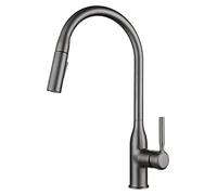 Kitchen Sink Faucet with Pull out Spray Rotatable Hot Water and Cold Water Telescopic Brass Kitchen Mixer Faucet-Grey