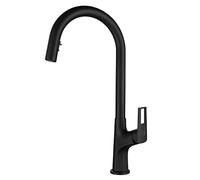 Kitchen Sink Faucets, Soild Brass Kitchen Faucets with 2 Function Pull Down Sprayer 360° Rotation Single Handle Single Hole Kitchen Mixer Tap, Hot and Cold Water Adjustable,Black