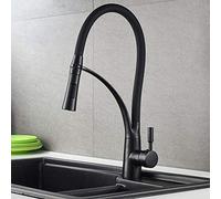 Kitchen Sink Mixer Tap Hot and Cold Rotatable Universal Twisted Hose Single Hole Brass Kitchen Tap Faucet-White